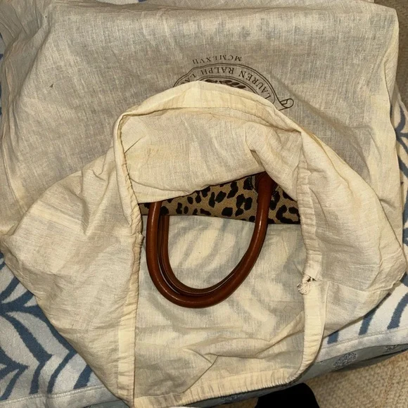 Ralph Lauren Leopard Print Canvas Tote Bag with Brown Accents - Picture 13 of 13